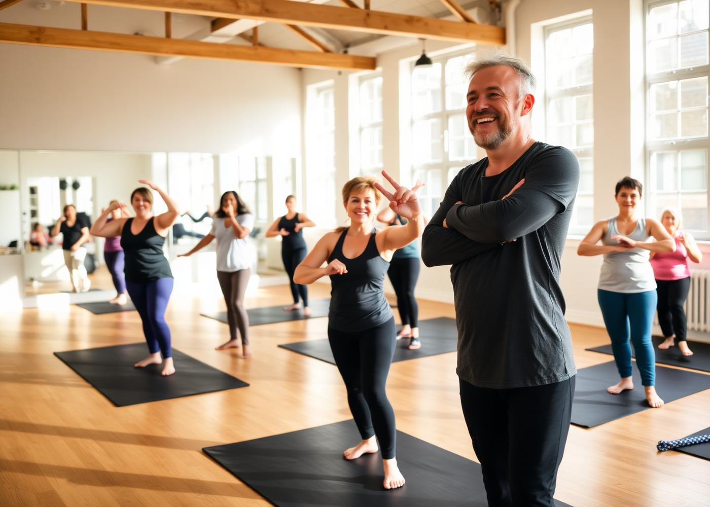 A friendly group fitness class at The Fitness Bank studio in South Wigston